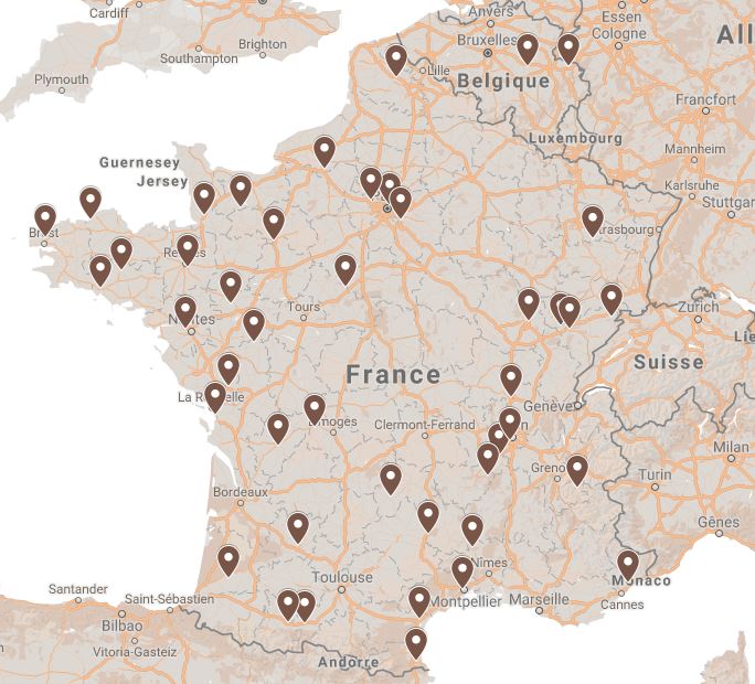 Carte des applicateurs